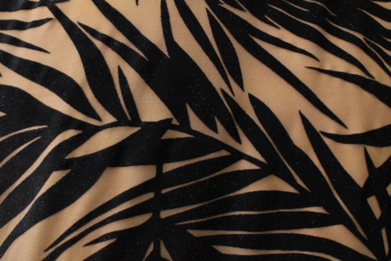 1 Yard Palm Leaves 4-Way Stretch Burnout Velvet Fabric 36" x 60"